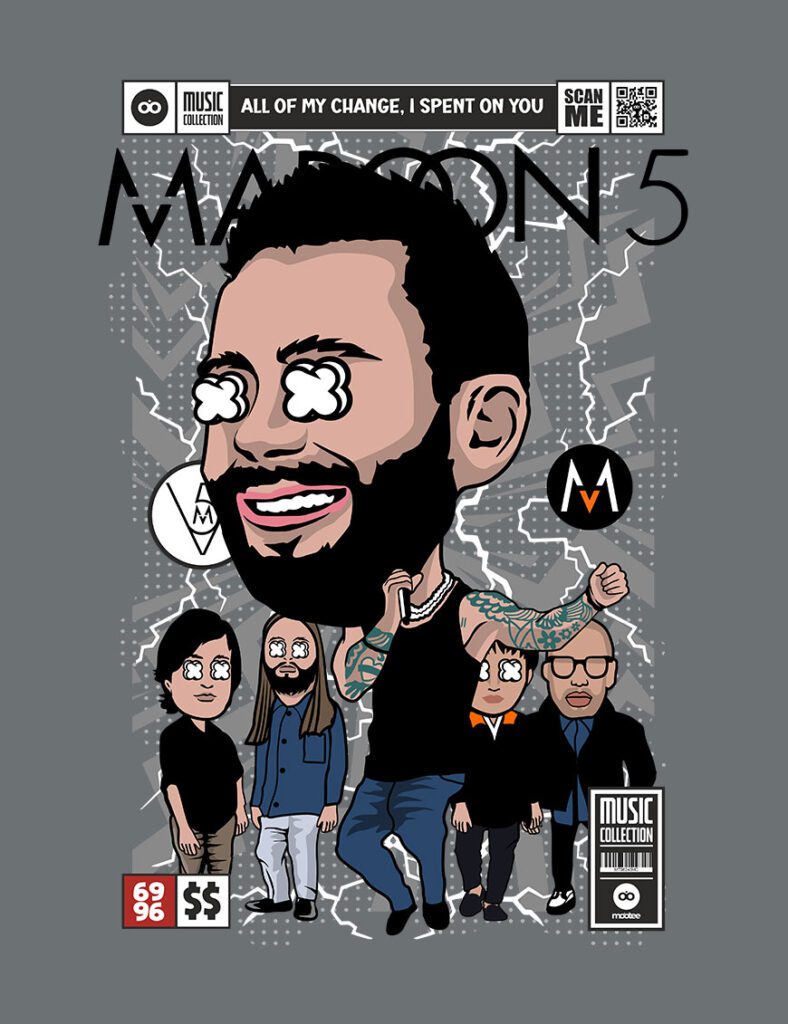 Grafika na koszulce z nadrukiem w stylu Funko Pop - Maroon 5