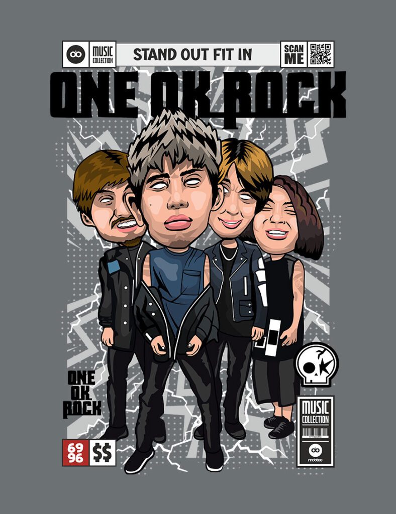 Grafika na koszulce z nadrukiem w stylu Funko Pop - One ok Rock