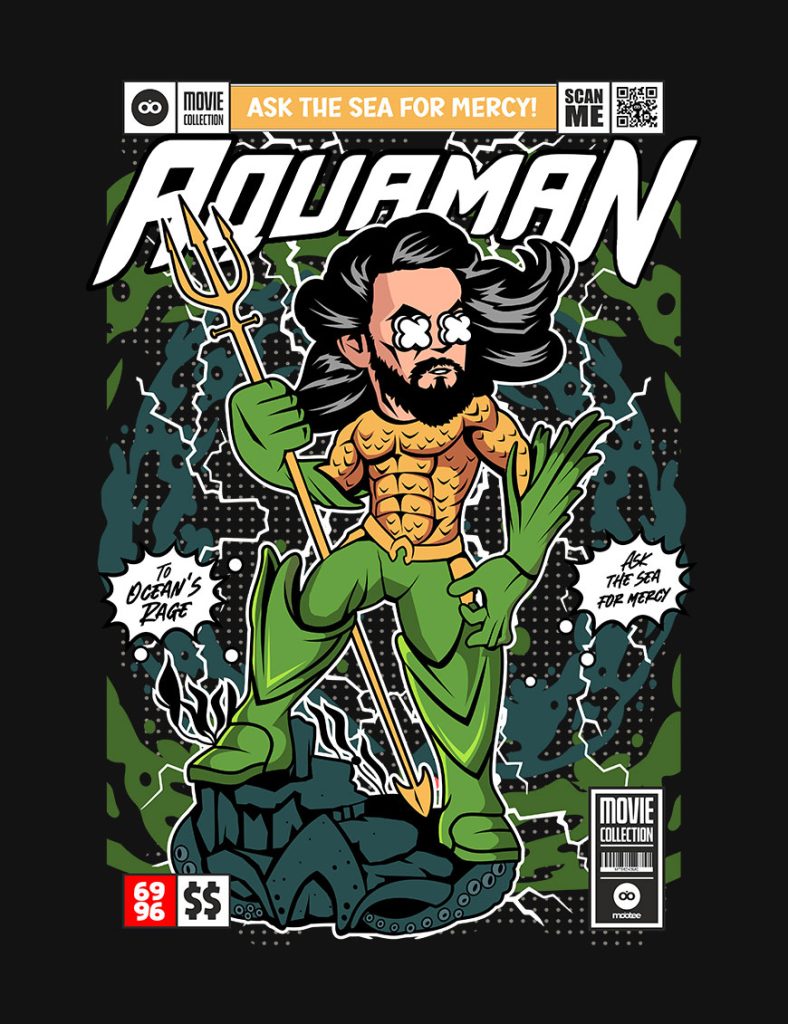 Grafika na koszulkę z nadrukiem w stylu Funko Pop - Aquaman