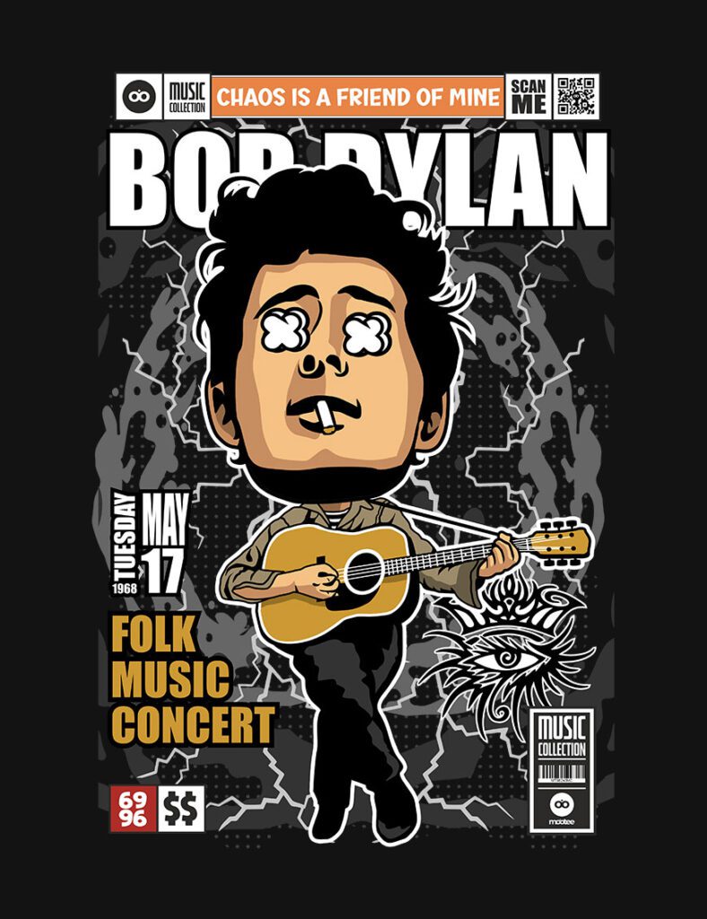 Grafika na koszulce z nadrukiem w stylu Funko Pop - Bob Dylan