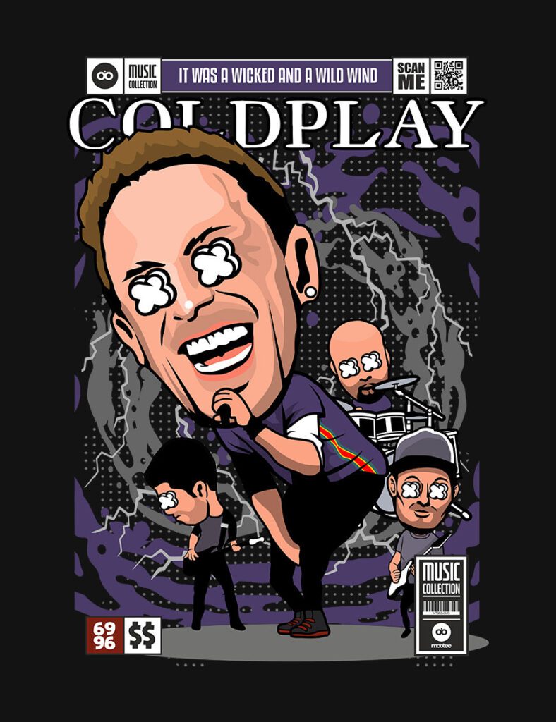 Grafika na koszulce z nadrukiem w stylu Funko Pop - Coldplay