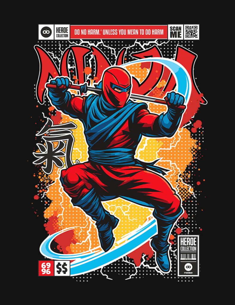 Grafika na koszulkę z nadrukiem w stylu Funko Pop - Superbohater - Ninja