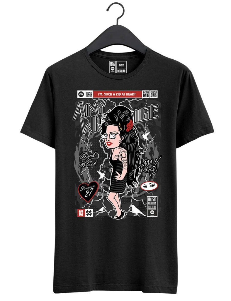 Koszulka z nadrukiem w stylu Funko Pop - Amy Winehouse