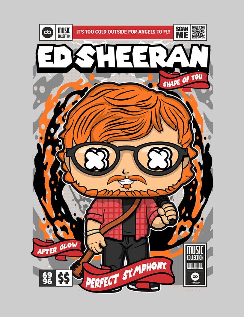 Grafika na koszulkę z nadrukiem w stylu Funko Pop - Ed Sheeran