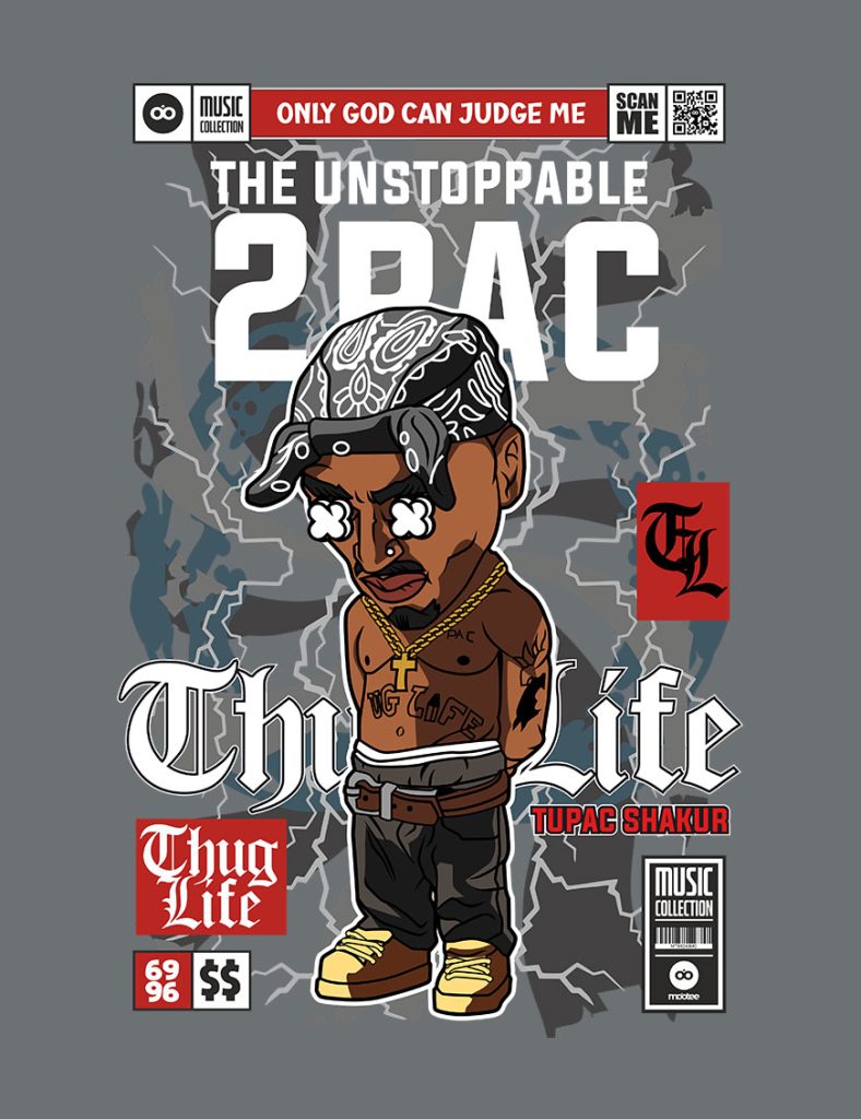 Grafika na koszulkę z nadrukiem w stylu Funko Pop - Tupac Shakur